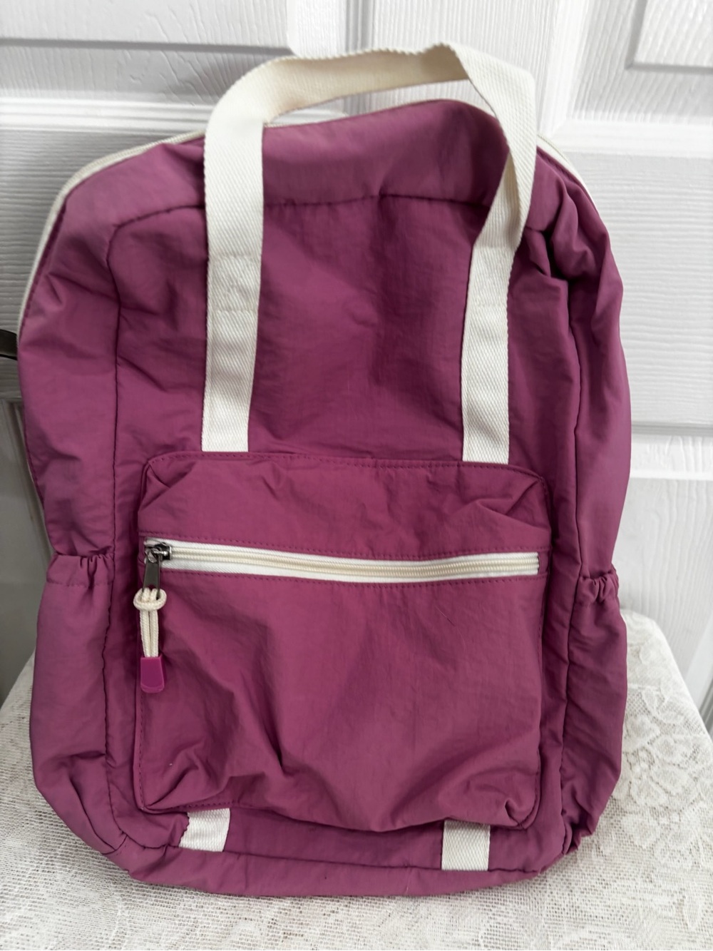 wild fable Plum Canvas Tote-Style Backpack with White Handles